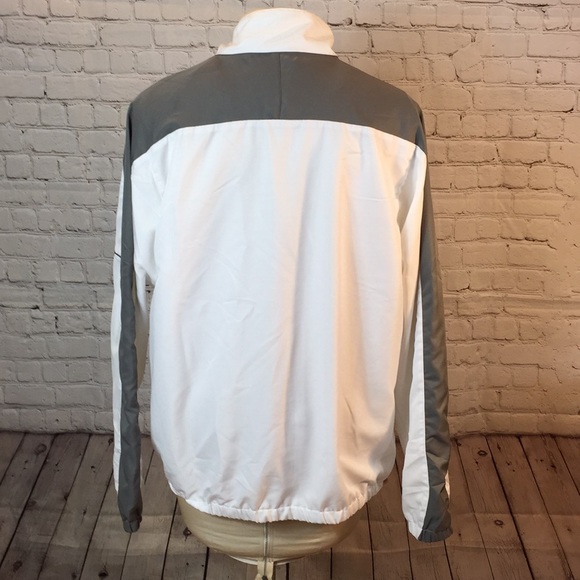 Reebok Jacket White Gray Full Zip Windbreaker Large - Picture 4 of 7